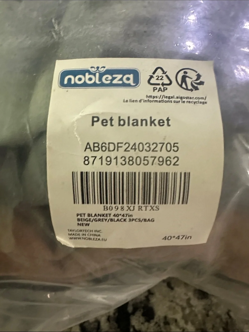 Pet Blanket - black Gray and Tan Plush Throw set of 3